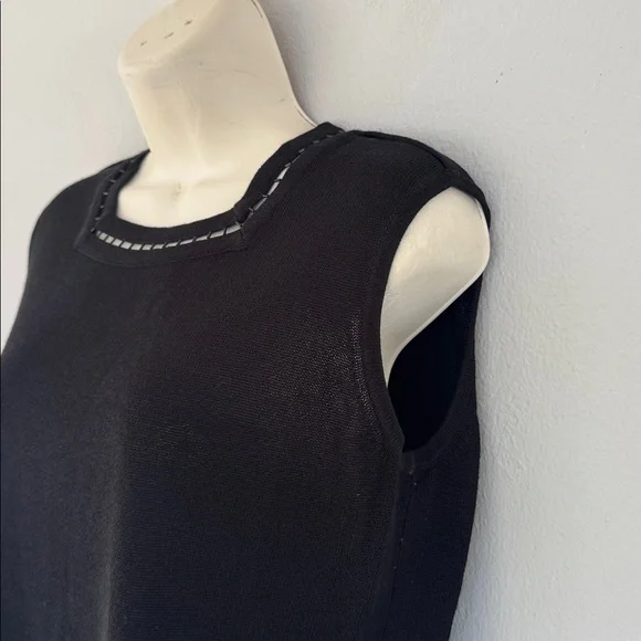 Vintage Patchington black beaded cut out neckline sleeveless knit top size small - Picture 8 of 12